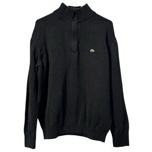 Lacoste Men's Black Quarter Zip Pullover Sweater Size 7 Mock‎ Neck Preppy Modern